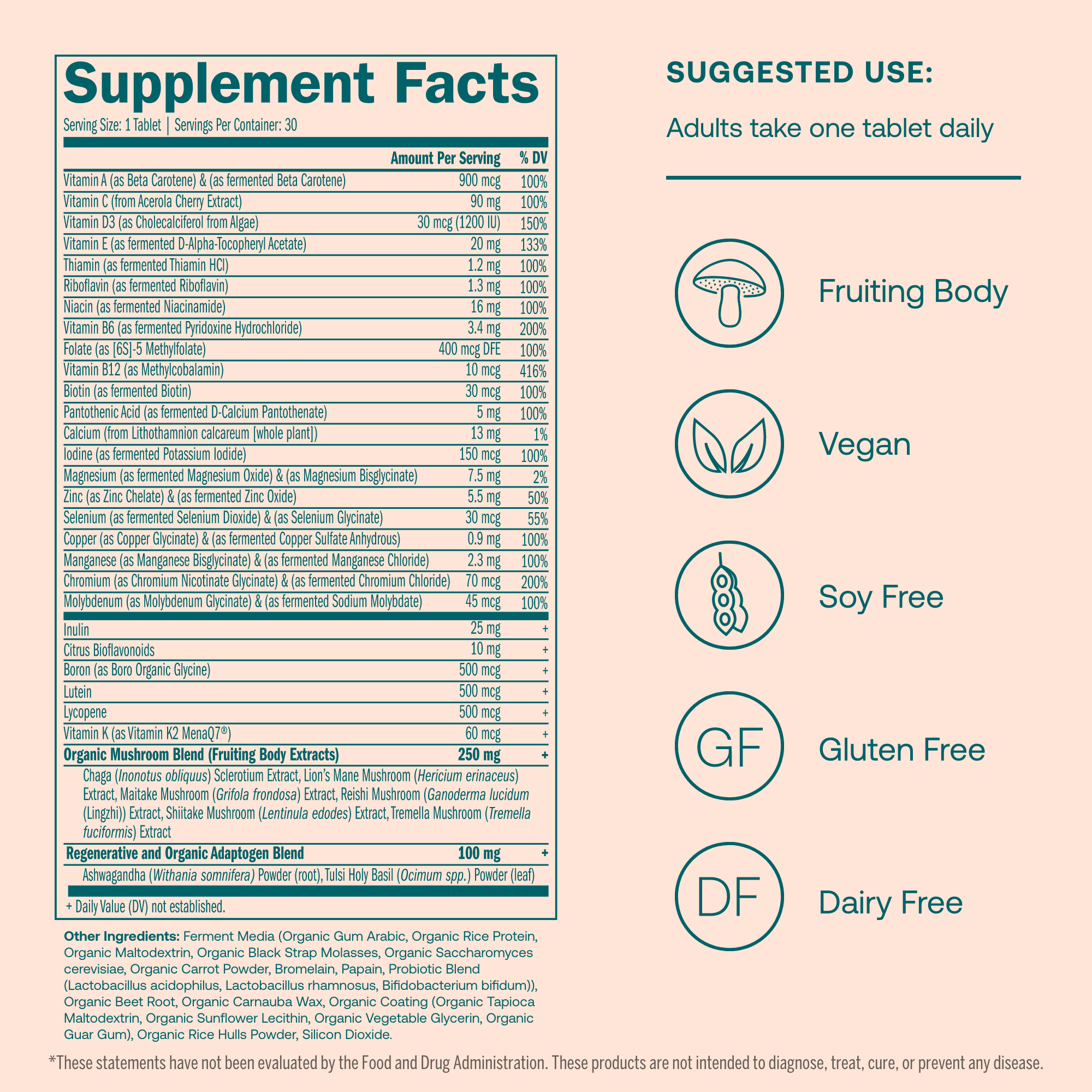 Fruiting Body
Vegan
Soy Free
Gluten Free
Dairy Free