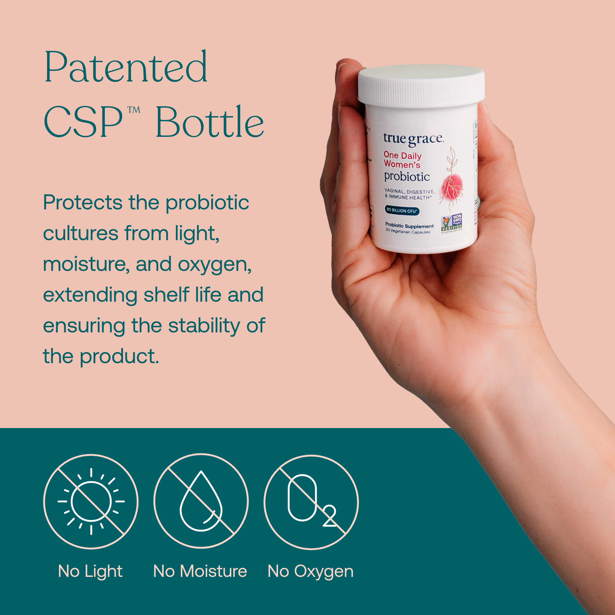 Protects the probiotic cultures from light, moisture, and oxygen, extending shelf life and ensuring the stability of the product.
