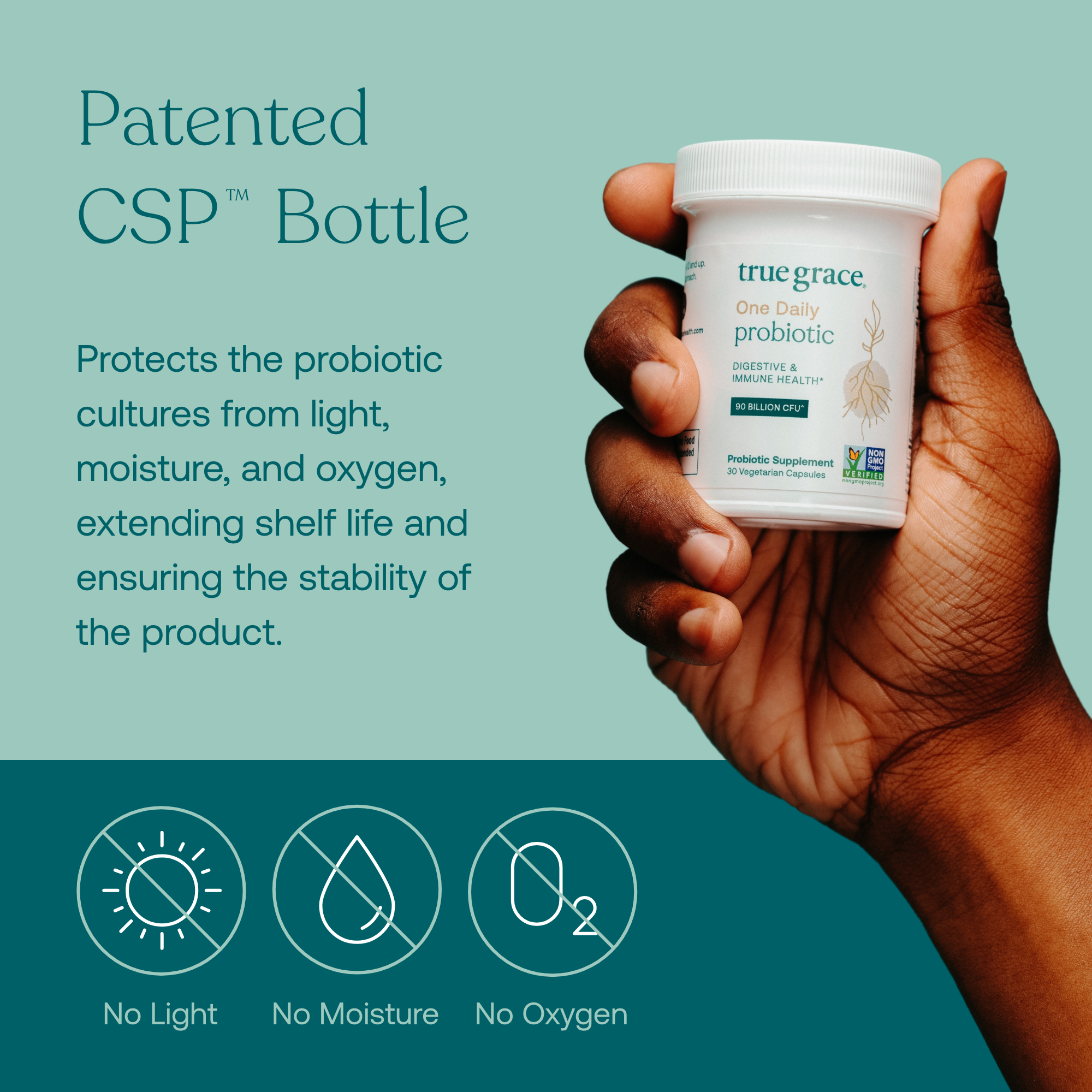 Protects the probiotic cultures from light, moisture, and oxygen, extending shelf life and ensuring the stability of the product.