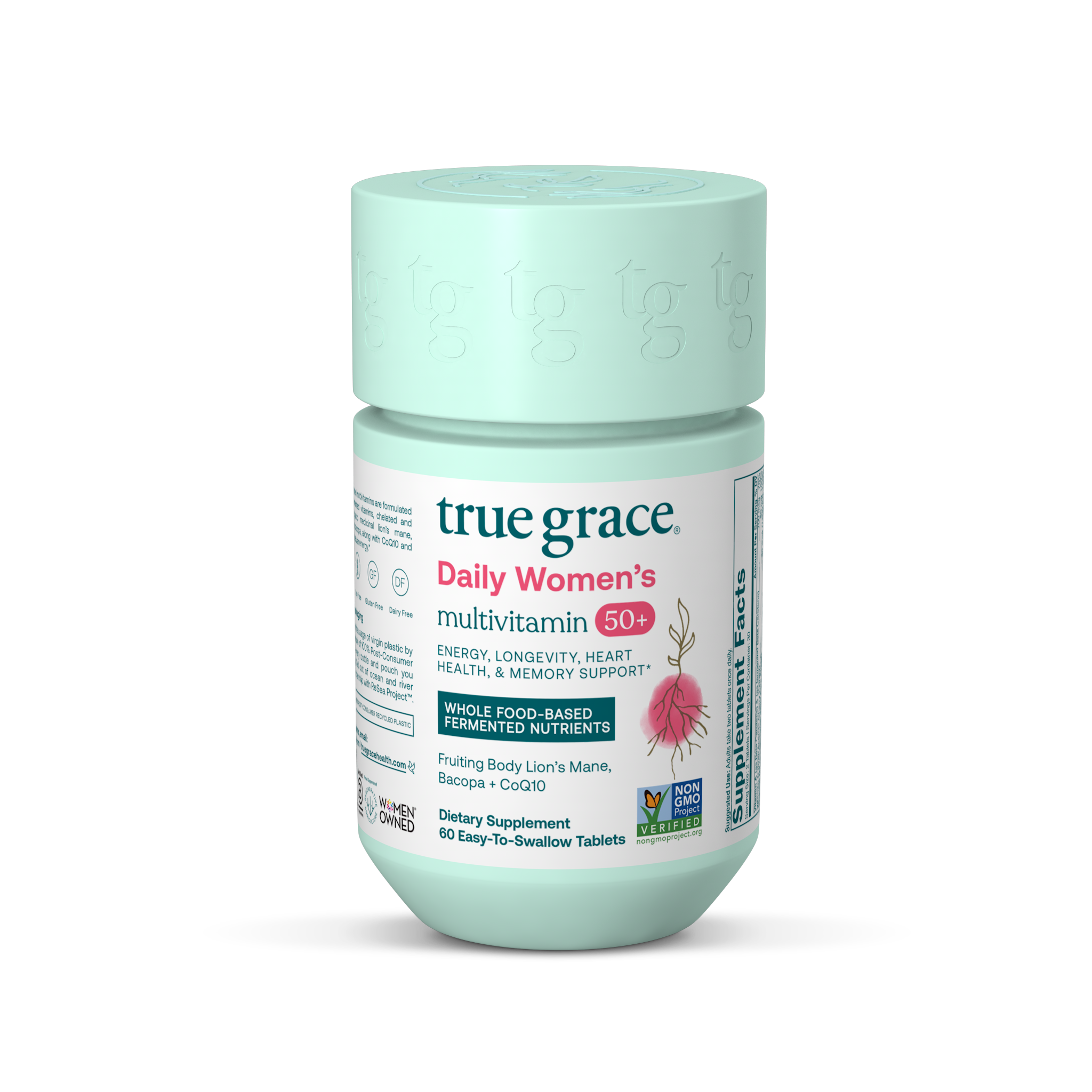 True Grace Daily Women's Multivitamin 50+ supplement bottle on a white background