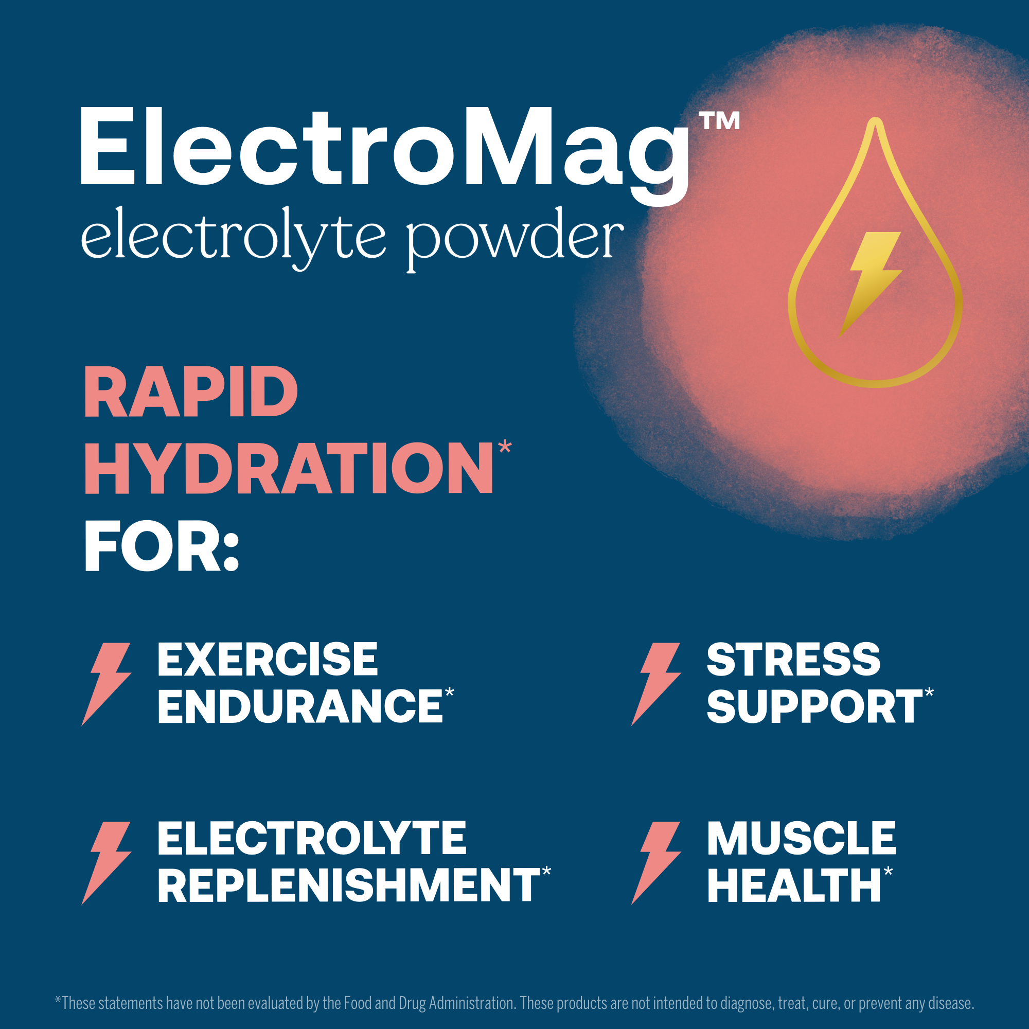 Advertisement for ElectroMag electrolyte powder with benefits listed on a blue background