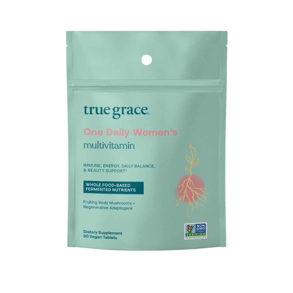 We select ingredients for True Grace One Daily Women's Multivitamins that play a concrete role in true health, and we include them at effective doses—never just a sprinkle or a dash.* There’s no room for fillers or a “kitchen sink” approach that just tosses a bit of everything in. When we add ingredients you wouldn’t expect to see in a multivitamin, like adaptogens and medicinal mushrooms, we tell you why.