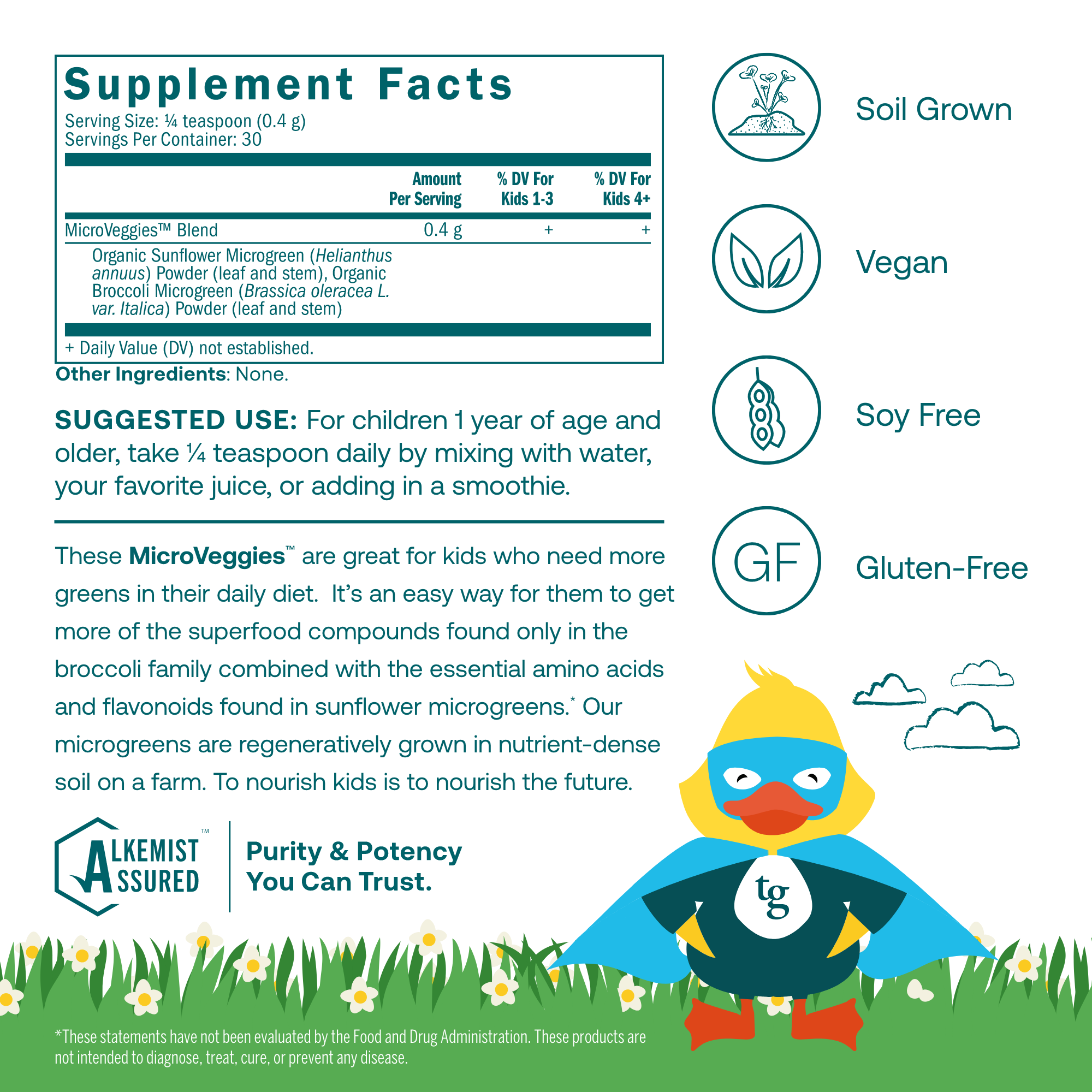 The True Grace Little MicroVeggies are great for kids who need more greens in their daily diet. It's an easy way for them to get more of the superfood compounds found only in the broccoli family combined with the essential amino acids and flavonoids found in sunflower microgreens.* our microgreens are regeneratively grown in nutrient-dense soil on a farm. To nourish kids is to nourish the future.