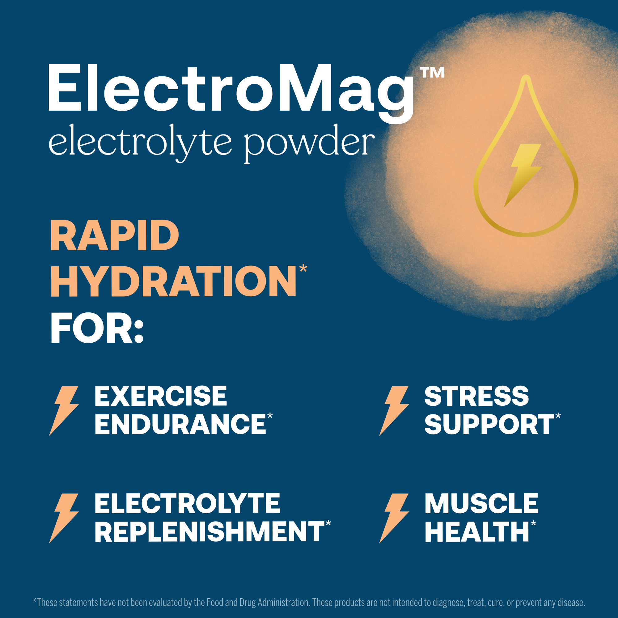 Rapid Hydration For:
- Exercise endurance*
- Stress support*
- Electrolyte replenishment*
- Muscle health*