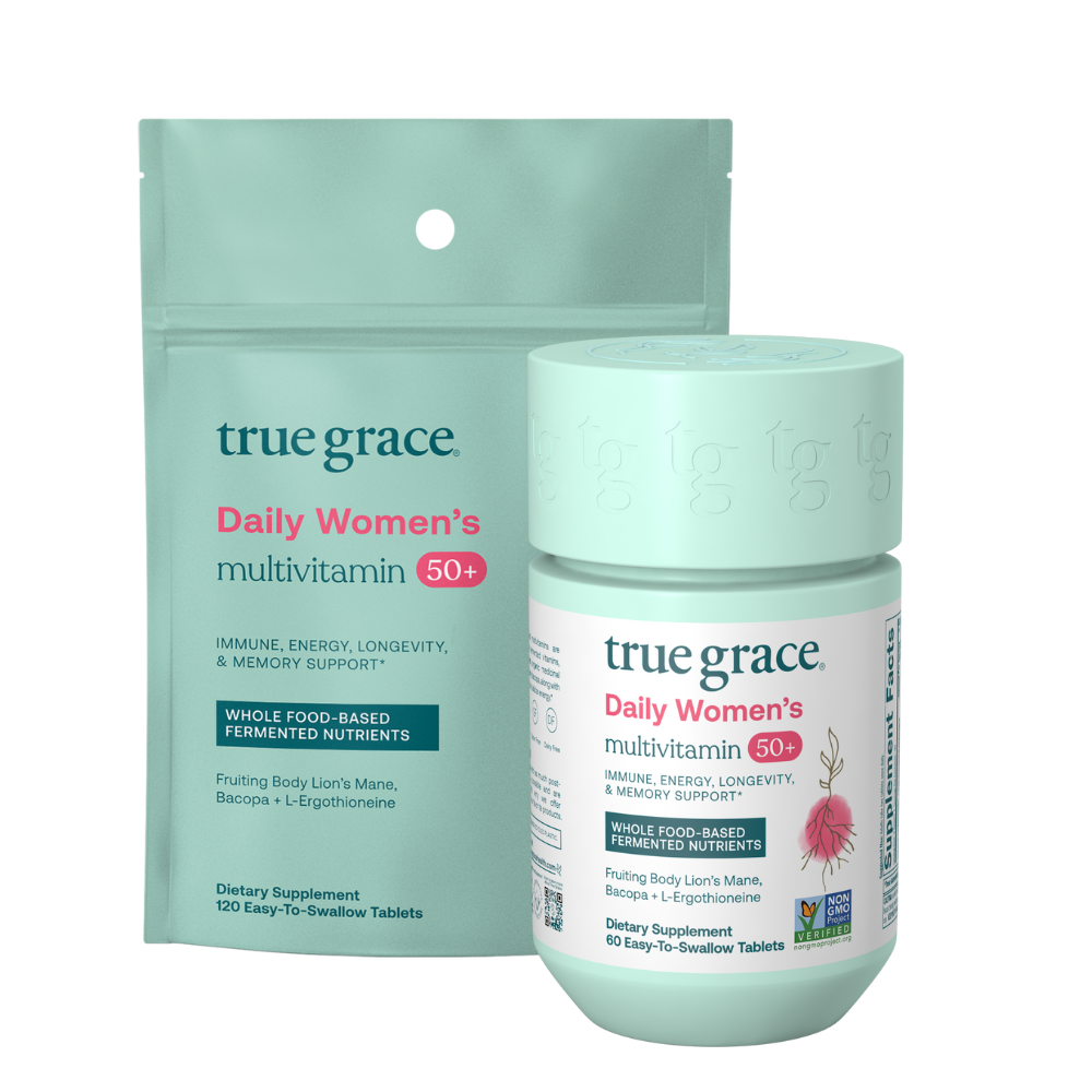 Daily Multivitamin for Energy, Longevity, Heart Health, & Memory Support*

- L-ergothioneine to support longevity*
- CoQ10 for antioxidant support and heart health*
- 150% vegan Vitamin D3 and 60 mcg Vitamin K2 from MenaQ-7® to support bone and heart health in women 50+*
- Coenzyme B Vitamins for energy.*
- Organic fruiting body lion’s mane mushroom with regenerative and organic bacopa for memory support*
- Iron free formula