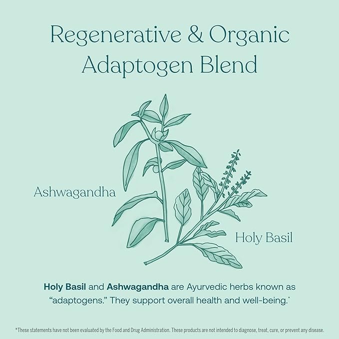 Holy Basil and Ashwagandha are Ayurvedic herbs known as "adaptogens." They support overall health and well-being.*