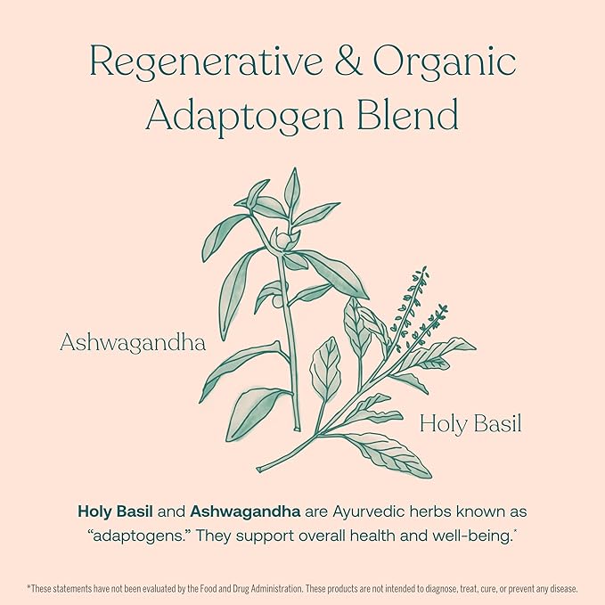 Holy Basil and Ashwagandha are Ayurvedic herbs known as "adaptogens." They support overall health and well-being.*