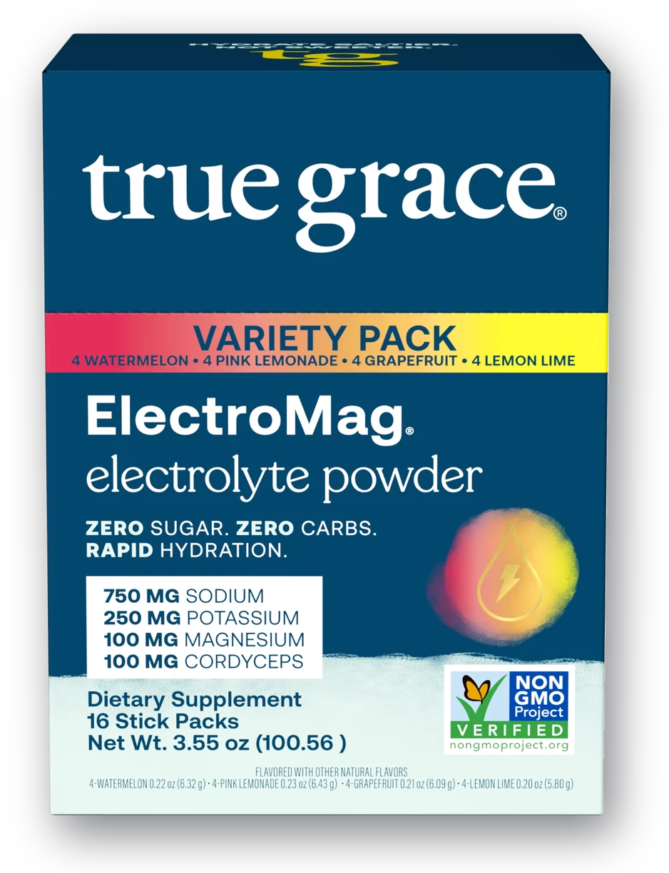 A box of the ElectroMag® Variety Pack stick packs